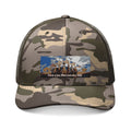 Camouflage Trucker Hat — Embroidered USA Flag Patch with 250 Badge