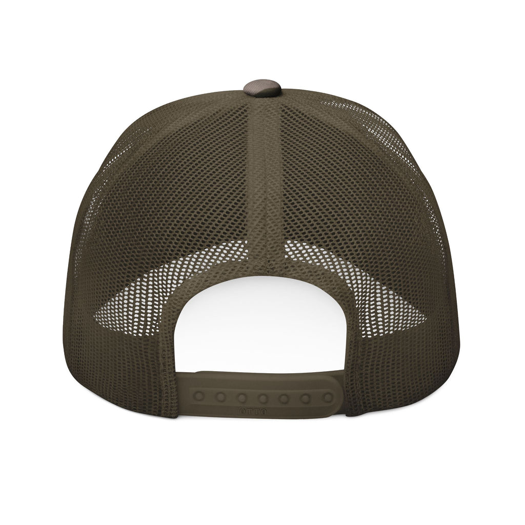 Camouflage Trucker Hat — Embroidered USA Flag Patch with 250 Badge